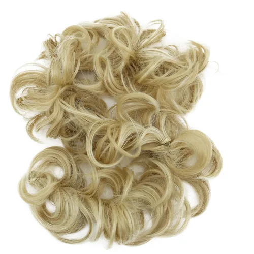 Miniatura 30 de CAISHA Postizo de Cabello, Envoltura de Cabello, Fibras Sintéticas Resistente al Calor, Rizado Desordenado, Recogido, Negro HW6