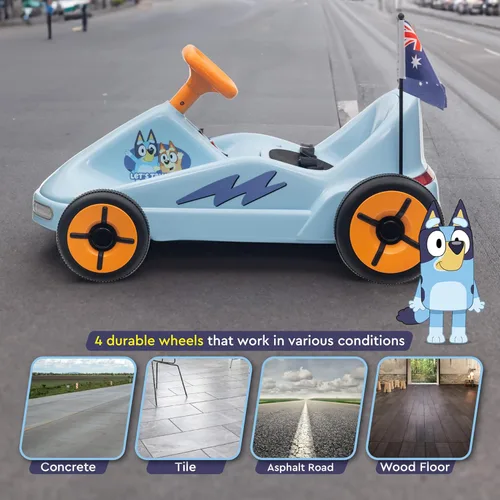 Miniatura 3 de Bluey 12V Go Kart eléctrico para niños, juguete de paseo con luces, cinturón de seguridad, para niños de 3 a 6 años, construcción duradera de PVC