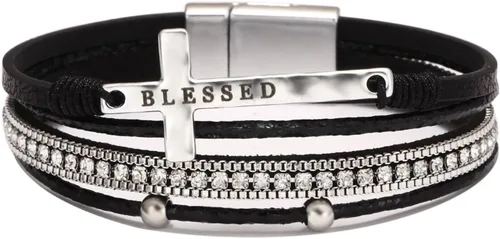 Miniatura 20 de Fesciory - Pulsera de leopardo para mujer, estilo bohemio de cuero multicapa con perlas de cristal