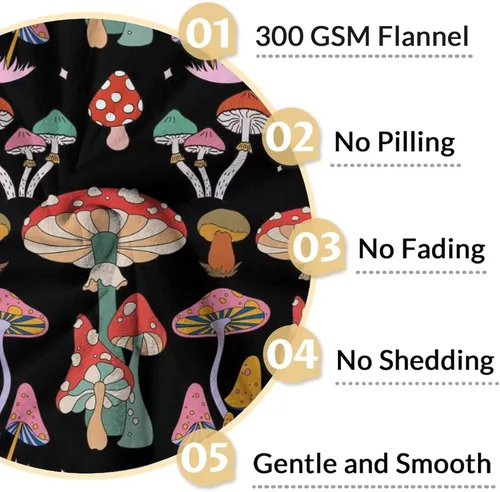 Miniatura 4 de Manta de hongos para niñas y niños, acogedora, cálida, manta de regazo de 30 x 40 pulgadas para sofá, silla, manta negra novedosa y mullida, regalo