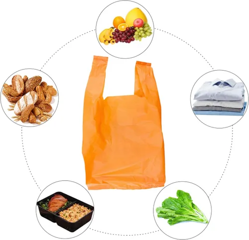 Miniatura 7 de LazyMe Bolsas para camisetas, bolsas de plástico con asas a granel para compras y restaurantes, bolsas de plástico para negocio, 12 x 20 pulgadas
