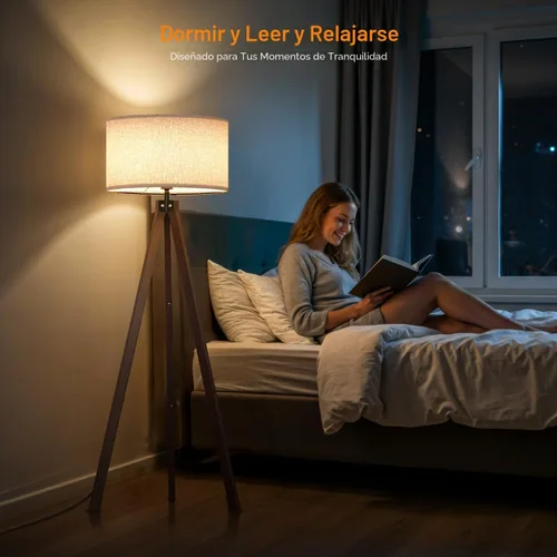 Miniatura 6 de LEPOWER Lámpara de pie de trípode de madera, lámpara de pie de mediados de siglo, luz de estudio de diseño moderno para sala de estar, dormitorio
