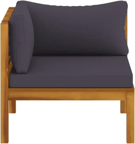 Miniatura 4 de Sofá de salón seccional con cojín gris oscuro, madera de acacia maciza para sala de estar, apartamento, dormitorio y oficina