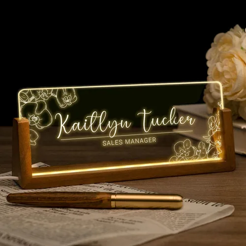 Miniatura 9 de Placa de nombre de escritorio personalizada, placa de identificación personalizada con luz de oficina para escritorios, decoraciones de escritorio