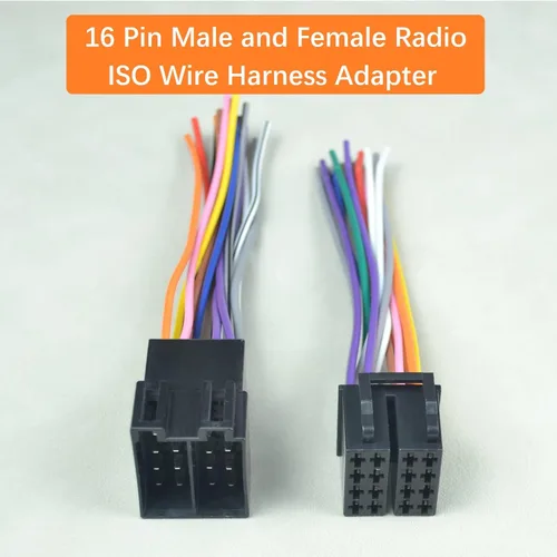 Miniatura 2 de Adaptador de arnés de cable ISO de radio macho hembra de 16 pines para Peterbilt Freightliner International Semi Truck Volvo Sterling Mack Kenworth