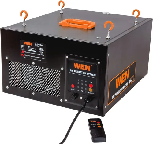 Miniatura 6 de WEN DC3401 - Colector de polvo rodante de 5.7 amperios y 660 CFM con bolsa de 12 galones y montaje en pared opcional, negro y sistema de filtración