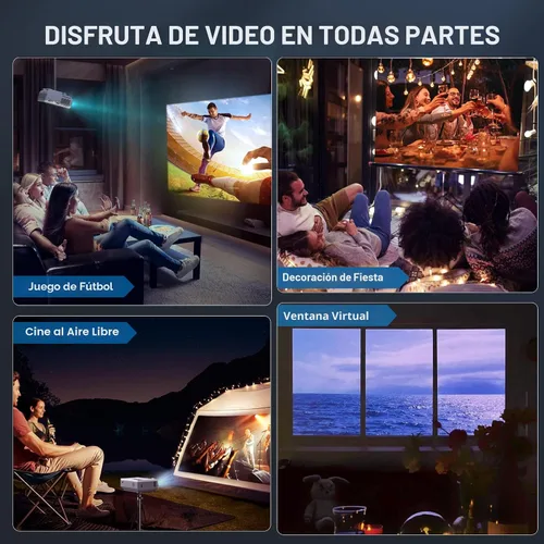 Miniatura 7 de FUDONI Proyector con WiFi 5G y Bluetooth, proyector de cine portátil Native 1080P 18000L para cine en casa al aire libre, altavoz integrado