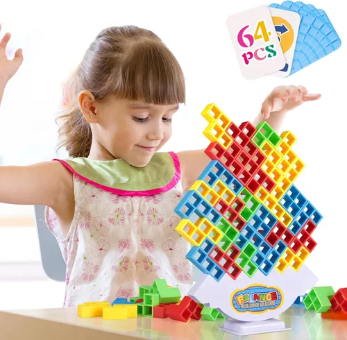 Miniatura 8 de LIMYIOM Juego de 48 piezas de Tetra Tower, tablero familiar para 2 jugadores, juegos familiares, rellenos de calcetines de Navidad