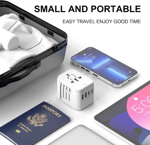 Miniatura 5 de VYLEE Adaptador de enchufe de viaje universal internacional, adaptador de enchufe de viaje europeo 5 en 1 con 3.5A, 2xUSB-A y 2xUSB C cargador