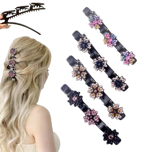 Miniatura 18 de Pinzas para el cabello trenzadas con piedra de cristal brillante para mujeres y niñas, pinzas para el cabello con diamantes de imitación 2025