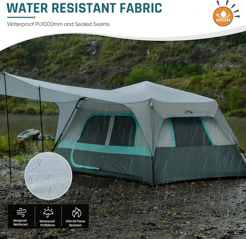 Miniatura 7 de Tienda de campaña instantánea para 8 personas, fácil instalación de 60 segundos para camping, tienda de campaña emergente, grandes tiendas