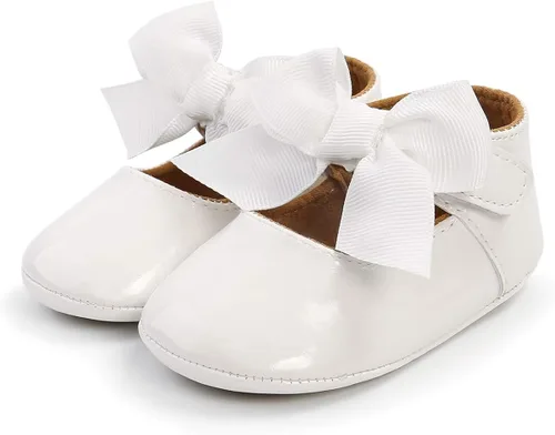 Miniatura 3 de LAFEGEN Zapatos planos Mary Jane para bebés y niñas con Bownot, suela suave, suela suave, piel sintética, recién nacidos, para primeros pasos