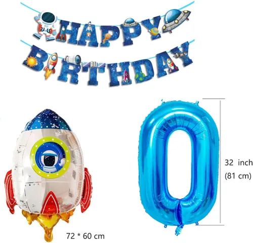 Miniatura 4 de Globos de planeta astronauta del sistema solar, globos de papel de aluminio, globos grandes de Mylar con helio, guirnalda de feliz cumpleaños para 10