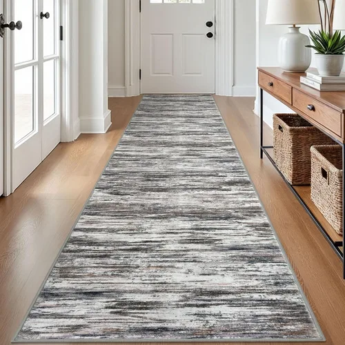 Miniatura 101 de SIILOOM 2 x 3 Alfombra moderna y abstracta para entrada, alfombra neutra azul marino gris multicolor súper suave de área pequeña, alfombras lavables