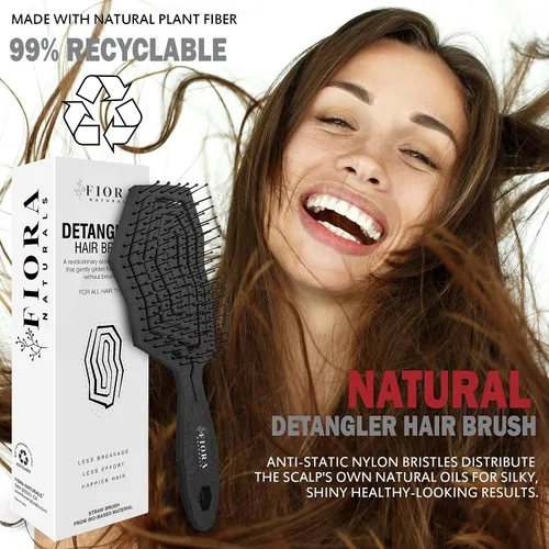 Miniatura 7 de Fiora Naturals Cepillo desenredante para el cabello para mujer, cepillo desenredante con cerdas suaves flexibles, se desliza suavemente a través