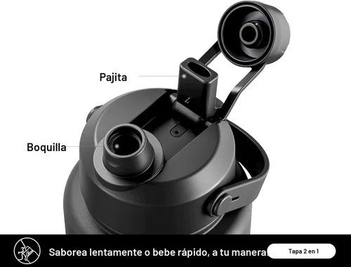Miniatura 3 de POWCAN - Botella de agua térmica 2 en 1, sorbete y tapa con boquilla, antifugas, acero inoxidable sin BPA, apta portavasos automóvil, bebida fría 24