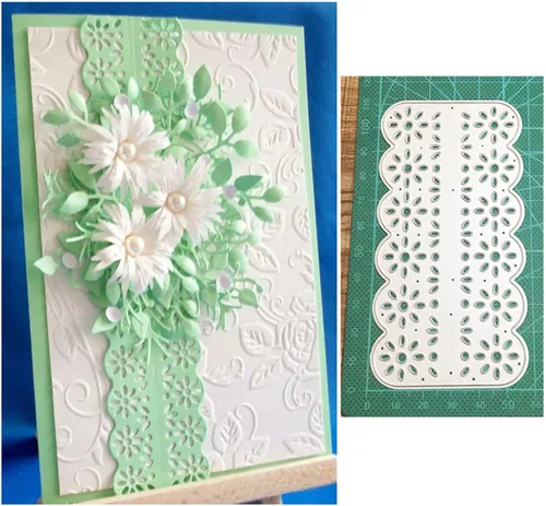 Miniatura 3 de hinana Marco de tira de flores, troqueles de metal, troqueles de corte de borde de encaje de flores, plantillas cortadas para bricolaje álbumes
