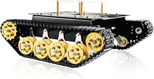 Miniatura 9 de Chasis de coche de tanque de robot de absorción de impactos profesional con motor codificador de CC para Arduino/Raspberry Pie, Vehículo de Negro