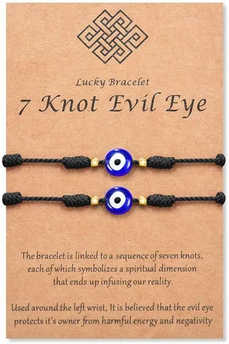 Miniatura 11 de Pulsera de 7 nudos contra el mal de ojo para mujeres, hombres y bebés, cuerda roja negra rosa, protección contra el mal de ojo, buena suerte, regalo