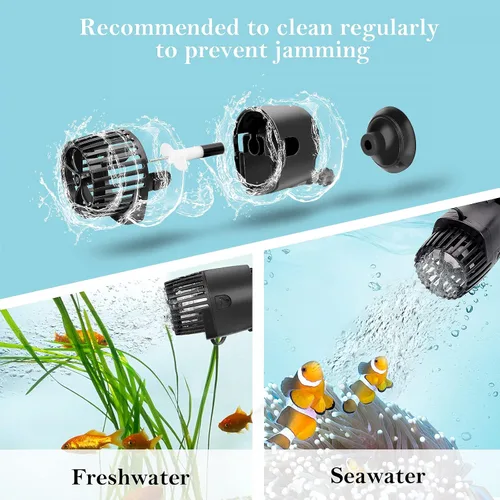 Miniatura 5 de AQQA Mini Wave Maker para 3-5 galones, bomba de circulación de acuario para tanques de agua salada y agua dulce, cabezal de potencia de tanque