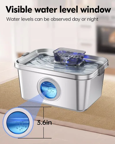 Miniatura 8 de Fuente de agua para perros de 2 galones, fuente de agua de acero inoxidable para perros grandes, múltiples gatos, fuente de agua para mascotas