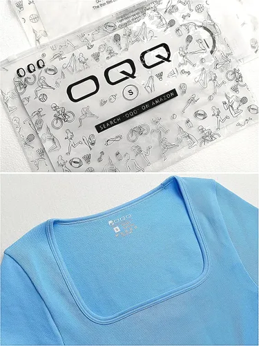 Miniatura 3 de OQQ Body de 2 piezas para mujer, sexy, acanalado, de una pieza, cuello cuadrado, manga larga