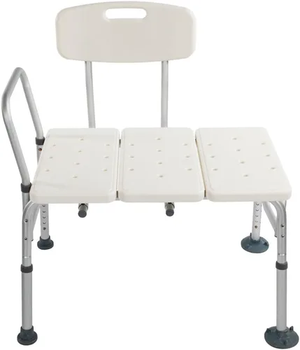 Banco de Transferencia para Tina de Winado con Respaldo y Reposabrazos, Silla de Bañera de Aleación de Aluminio, Soporta hasta 330 libras, Blanco