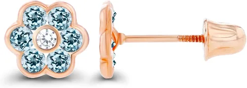 Miniatura 2 de Aretes de tuerca de oro macizo de 14 quilates con bisel de 0.236in con piedra natal natural para mujer, piedra natal de 0.069in Aretes de tuerca