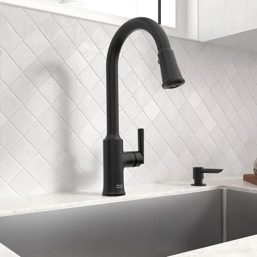 Miniatura 2 de American Standard 7421300.243 Raviv - Grifo de cocina desplegable con rociador y dispensador de jabón, color negro mate