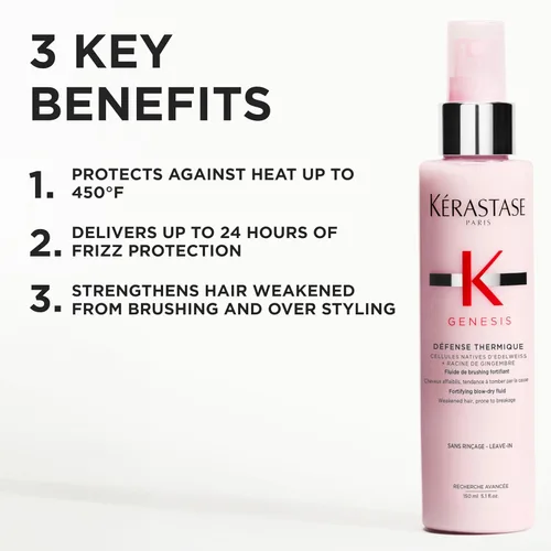 Miniatura 3 de Kerastase Genesis Thermique Primer para Secado con Secador, Protector Térmico para Cabello Débil o Dañado, Anti-Rotura, Desenreda e Hidrata sin