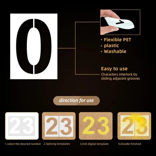 Miniatura 3 de Plantillas de números grandes de 13 pulgadas, plantillas digitales de plástico reutilizables para pasteles, direcciones, pintura