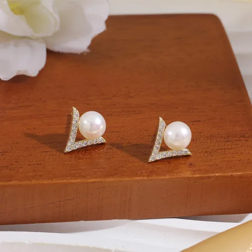 Miniatura 22 de Aretes de perlas para mujer, perlas redondas blancas, aretes de oro envueltos de alambre, joyería hecha a mano para mamá, amante y ella