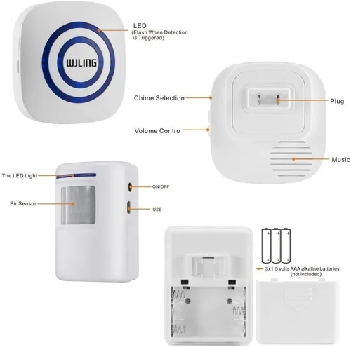 Miniatura 3 de Timbre de puerta, detector de sensor de movimiento inalámbrico para puerta de negocios, timbre inteligente para el hogar, seguridad para el hogar