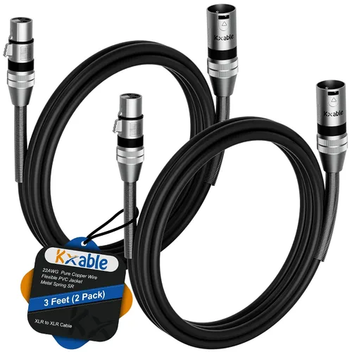Miniatura 21 de Cables de micrófono XLR (1 pie, paquete de 2), cable de micrófono balanceado XLR macho a hembra, cordón de altavoz blindado de 3 pines, conectores