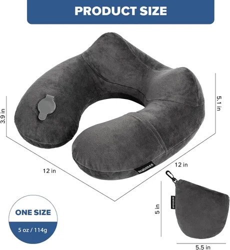 Miniatura 7 de Rewondah Almohada inflable de viaje para avión dormido, almohada inflable para el cuello para viajar en avión con funda lavable, almohada de viaje