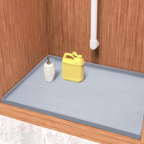 Miniatura 45 de URMONA Tapete de silicona impermeable para debajo del fregadero, 34 x 22 pulgadas, forro para estante de cocina y baño, protector de gabinetes