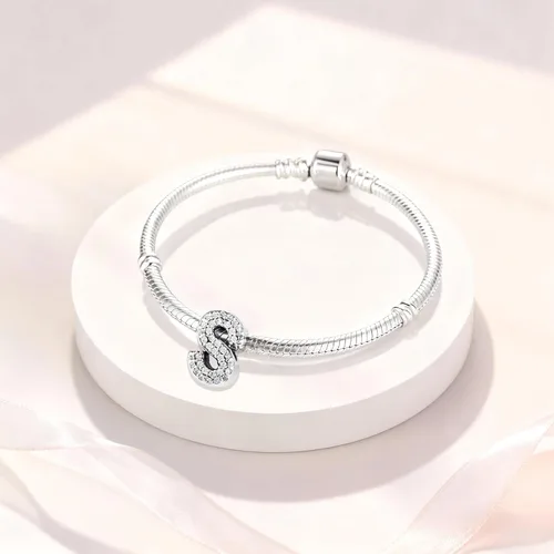 Miniatura 136 de PARCOM Dijes de letras compatibles con pulseras Pandora de plata esterlina S925 con iniciales para pulseras del alfabeto A-Z, cuentas de letras