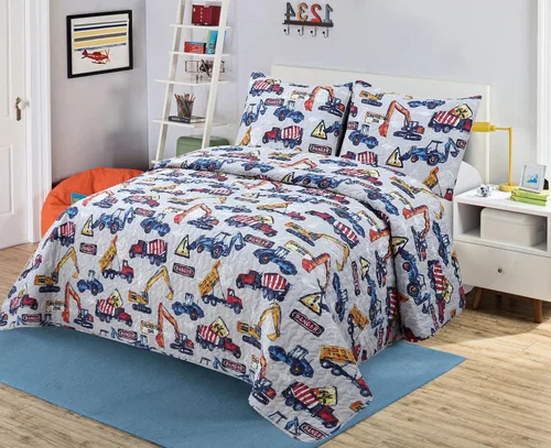 Miniatura 4 de Kids Zone Collection - Juego de colcha acolchada para niños y adolescentes, diseño de baloncesto y fútbol, azul marino y blanco, tamaño individual