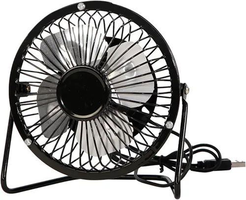Sokelinn-six Ventilador de escritorio USB pequeño de 4 pulgadas, mini ventilador de refrigeración personal silencioso de metal para el hogar, Negro