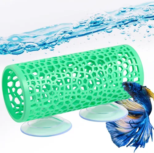 Miniatura 12 de Abizoo Betta Toys - Túnel Hueco Verde Oscuro para Pez Betta y Escondite para Reptiles - Decoración de Acuario de Enriquecimiento Seguro