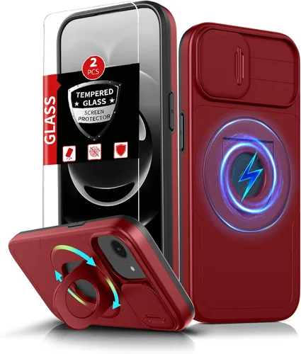Miniatura 9 de Funda magnética para iPhone 11 Pro compatible con carga inalámbrica MagSafe, con 2 protectores de pantalla, anillo kickstand de 360° integrado +