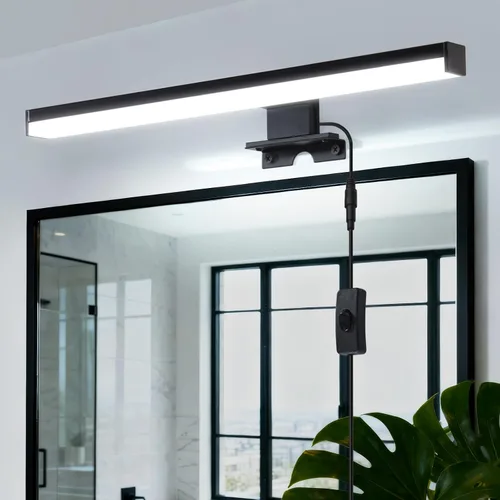 Miniatura 10 de Lámparas de baño con enchufe de 15.75 pulgadas, modernas luces negras de tocador sobre el espejo, luz cálida de 3000 K, no regulable, luz de imagen