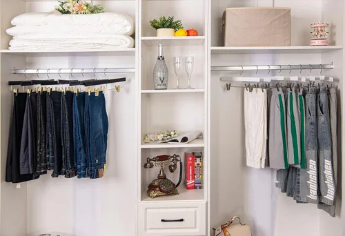 Miniatura 8 de Quality Hangers Percha de madera de lujo ultra fina que ahorra espacio, perchas para faldas con barra cuadrada para pantalones, lo mejor para Blanco