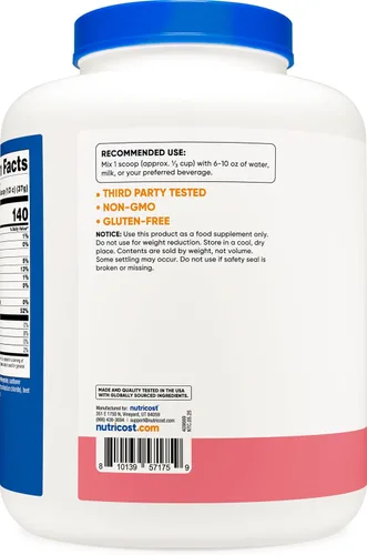Miniatura 4 de Nutricost Aislado de proteína de suero (batido de fresa) 5LBS