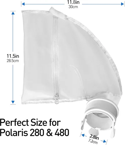 Miniatura 6 de Bolsas de malla de nailon para limpiadores de piscinas, bolsa de repuesto con cremallera para Polaris 280 y 480, bolsa de filtro multiusos para 280