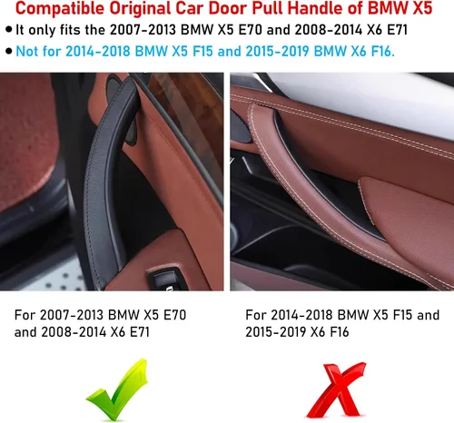 Miniatura 4 de TTCR-II Compatible con 2007-2013 BMW X5 cubierta para manija de puerta X6 2008-2014, 3 piezas de cubierta interior de manija de puerta beige para X5