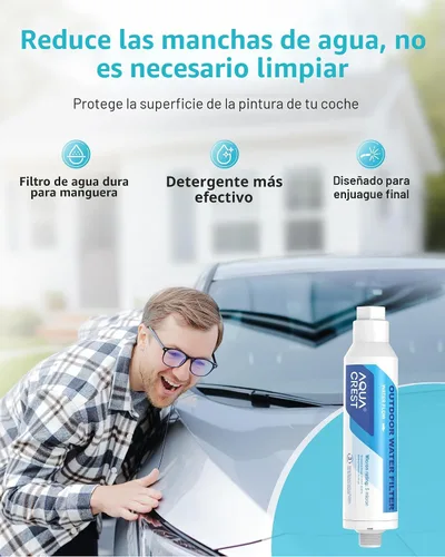 Miniatura 2 de AQUACREST Filtro de agua en línea, dedicado para lavado de autos, limpieza de ventanas y jardín, reduce eficazmente las manchas de agua dura