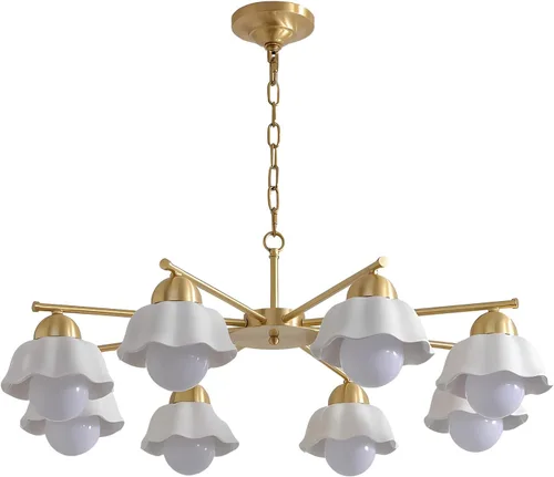 Miniatura 10 de BOKT Candelabros de cristal con forma de globo de mediados de siglo, moderna lámpara dorada para casa de campo, con barra ajustable, lámpara