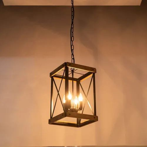 Miniatura 6 de Luces colgantes de granja para isla de cocina, 4 luces rústicas de grano de madera negra, lámpara colgante colgante para comedor, fregadero