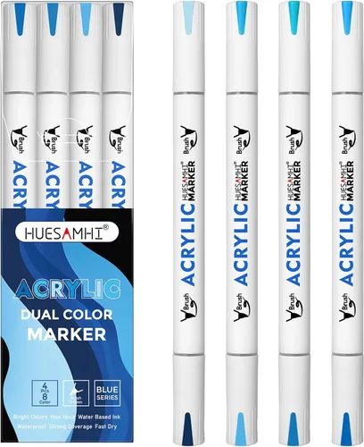 Miniatura 8 de Acrylic Paint Markers, 24 Pack Dual Tip Brush Pens - 48 Colors Double Ended Permanent Markers for Rock Painting, Ceramic, Glass, Wood, Canvas & Art